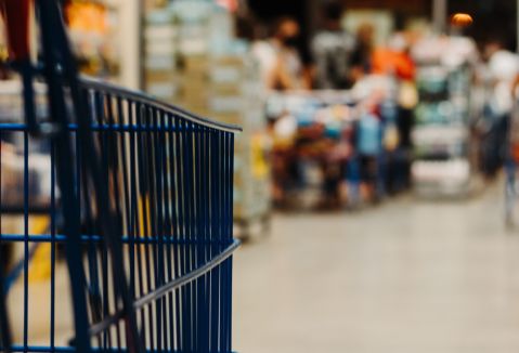 supermarket cart on aisle